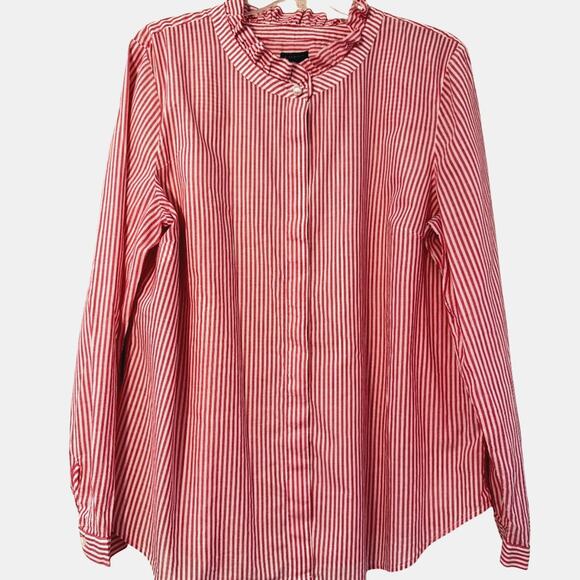 Talbots Ruffle Neckline Button Down Top Size XL - Picture 2 of 5